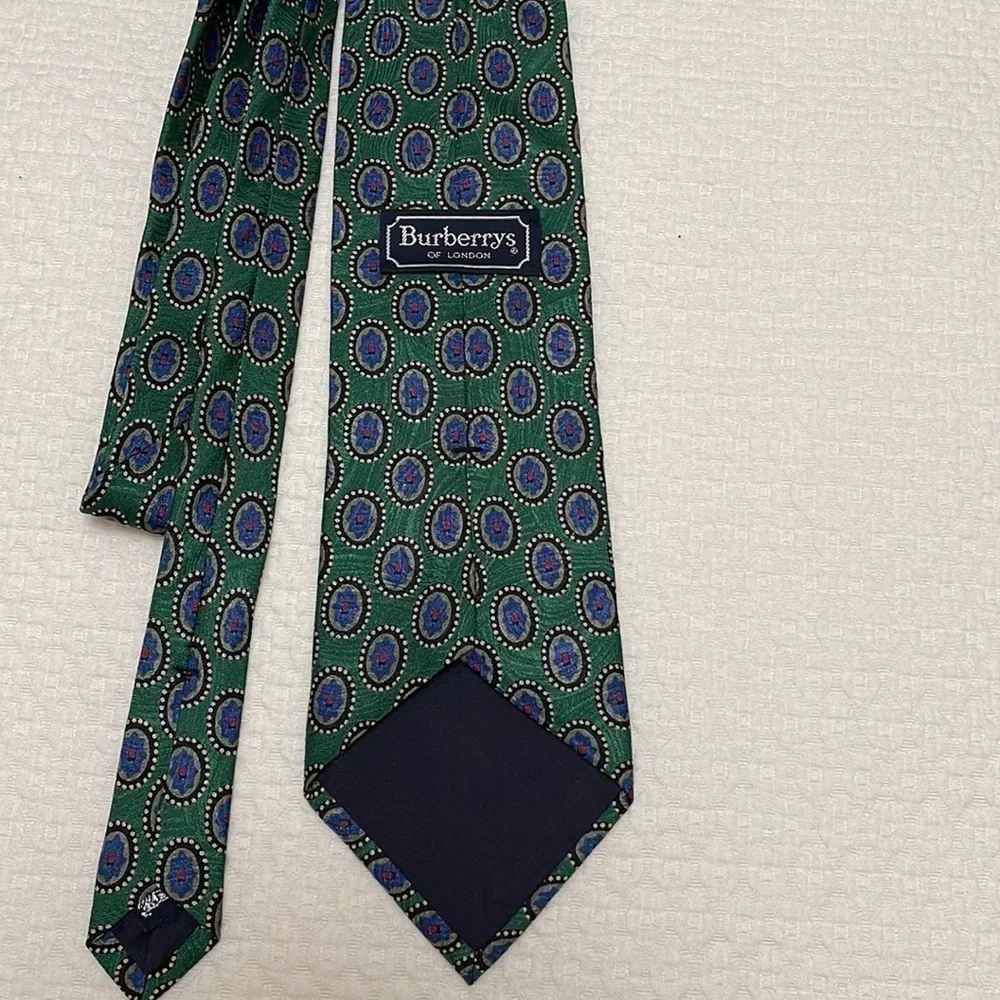 Burberry Green and Blue 100% Silk Tie—GREAT Looking!! Excellent Condition!!